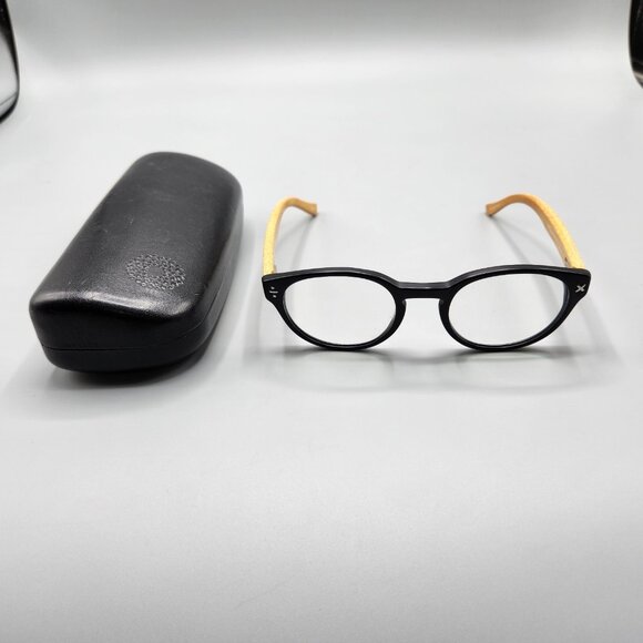 Derek Cardigan 7038 Matte Black Eyeglass Frames Bamboo Arms 48-21-145 140mm - Picture 2 of 12